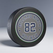 Load image into Gallery viewer, Custom Hockey Puck, Millard North Hockey Gear, Personalized Sports Collectible, Hockey Gifts, Team Memorabilia, Unique Gift for Players
