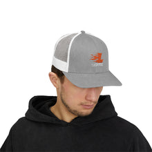 Load image into Gallery viewer, Lacrosse Flame Logo Trucker Hat — Embroidered Snapback Cap for Players &amp; Fans