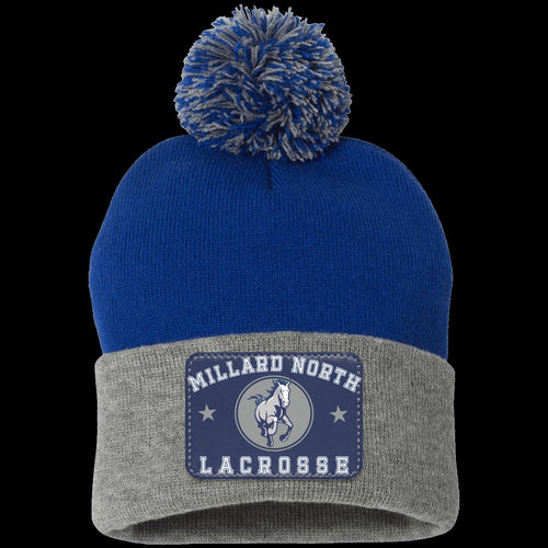 Pom Pom Knit Cap With Team Patch