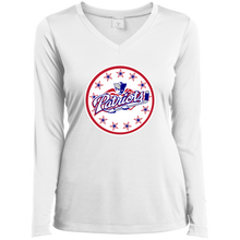 Load image into Gallery viewer, Ladies’ Long Sleeve Performance V-Neck Tee