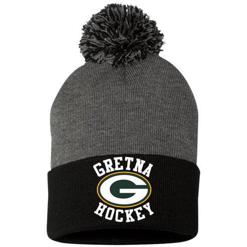 Team Logo Embroidered Pom Pom Knit Cap