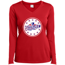 Load image into Gallery viewer, Ladies’ Long Sleeve Performance V-Neck Tee