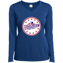 Load image into Gallery viewer, Ladies’ Long Sleeve Performance V-Neck Tee