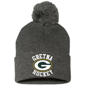 Team Logo Embroidered Pom Pom Knit Cap