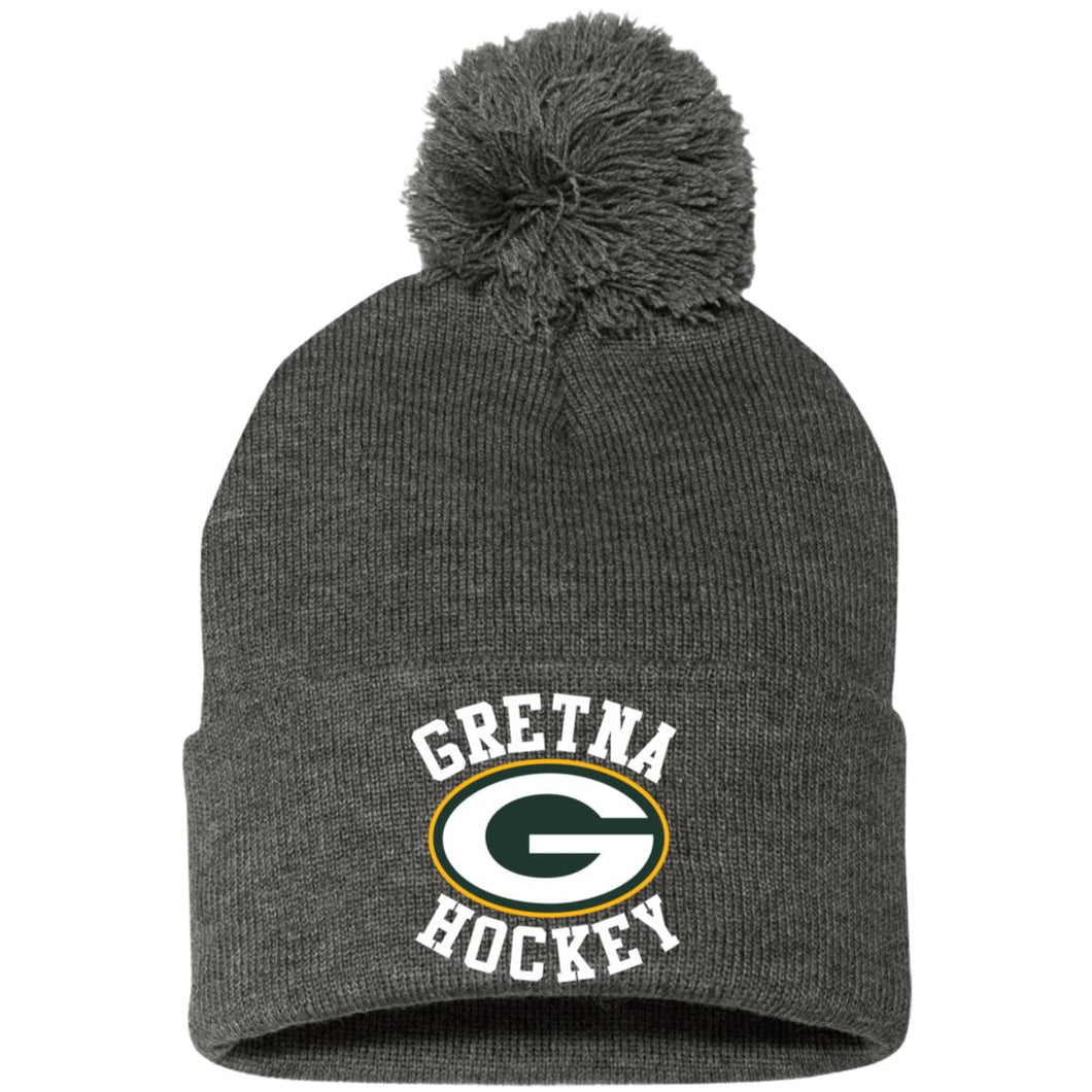 Team Logo Embroidered Pom Pom Knit Cap
