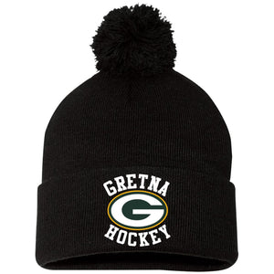 Team Logo Embroidered Pom Pom Knit Cap