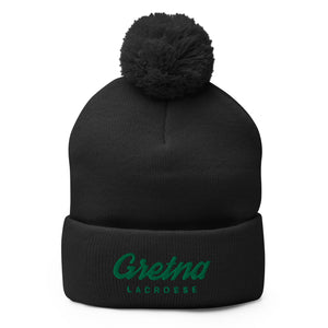 Embroidered Team Pom-Pom Beanie