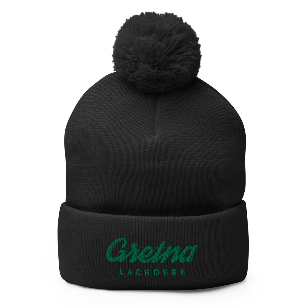 Embroidered Team Pom-Pom Beanie