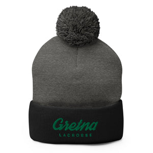 Embroidered Team Pom-Pom Beanie