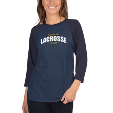 Load image into Gallery viewer, Omaha Lacrosse Club 3/4 sleeve raglan t-shirt